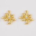 Golden starburst alloy pendant with sparkling clear crystals for DIY jewelry making - Star Fireworks-21.4x22