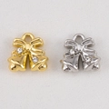 Alloy Christmas bell pendants with bowknot and crystal rhinestones in gold and silver - Silver Tone (5953781337470) / Double Bells