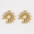 Golden flower charms with white rhinestones and a yellow center stone for DIY jewelry - Vintage Flower Full Rhinestone-19x20