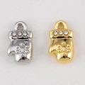 Christmas glove charms in gold and silver alloy with snowflake pattern and rhinestones - Christmas Glove