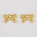 Golden alloy bow pendant with heart zircon and lace design for DIY jewelry making - Heart Bowknot Clear Rhinestone-20x14.3
