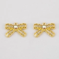 Golden alloy bow pendant with white crystals and iridescent heart stone for jewelry DIY - Heart Bowknot Colorful Rhinestone-20x14.3