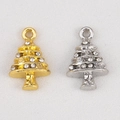 Christmas tree charms in gold and silver finish with sparkling rhinestones for DIY jewelry - Christmas Tree