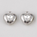 Silver alloy heart-shaped pendant charms with clear crystal stone inlay for DIY jewelry - Heart-shaped Pack - 12 X 12.8 Cm (5 Pieces/pack)