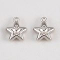 Silver star pendant with transparent star-shaped zircon for DIY jewelry making - Stars - 13.3 X 15.6 Cm (5 Stars/pack)