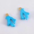 Sky blue coral charm pendant with golden hook for DIY jewelry making and bracelets - Coral Style