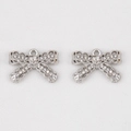 Silver bow charms with heart-shaped crystal and rhinestones for DIY jewelry making - Heart-shaped Bow With Clear Rhinestones - 20x14.3 Cm (5 Pieces/pack)