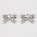 Silver bow charms with heart-shaped AB crystals and micro-pave rhinestones for DIY jewelry - Heart-shaped Bow With Iridescent Rhinestones - 20x14.3 Cm (5 Pieces/pack)