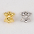 Christmas reindeer antler bell pendant in gold and silver finish with snowflake zircon - Christmas Bell
