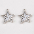 Silver alloy star pendants with light blue enamel inlay for DIY jewelry and hair accessories - Stars - 22.6 X 25.3 (5 Stars/pack)