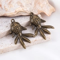 Pendentifs de poisson en bronze vintage avec écailles pour la création de bijoux DIY - Poisson Rouge-Bronze / 23x35