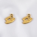 Colgantes taza de café de acero inoxidable dorado 304 con corazón para joyería DIY - Forma de Taza de Té Corazón Hueco / Dorado Taza de té