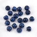 Deep blue handmade glass blueberry beads with purple details for DIY jewelry making - Original Color