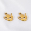 Par de colgantes de tetera de acero inoxidable dorado con corazón hueco para joyería DIY - Forma de Tetera Corazón Hueco / Dorado Tetera