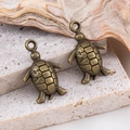 Pendentifs tortue en bronze vintage pour bijoux DIY avec texture de coquille détaillée - Tortue-Bronze / 12x18
