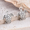 Antique silver sea turtle charms in zinc alloy with hexagonal shell patterns for DIY jewelry - Medium Sea Turtle