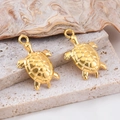 Lot de deux pendentifs tortue dorés en alliage pour création de bijoux DIY - Tortue-Or / 17x26