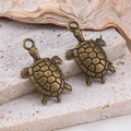 Pendentifs tortue marine en laiton vintage avec texture de carapace pour bijoux DIY - Tortue-Bronze / 17x26