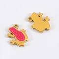 Pink enamel frog charm pendant in gold-plated stainless steel for DIY jewelry making - Frog (Red) / Red