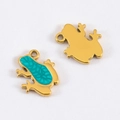 304 stainless steel frog charm in green enamel and gold finish for DIY jewelry making - Frog (Green) / Green