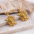 Pendentifs tortue de mer dorés en alliage avec texture géométrique pour bijoux DIY - Tortue-Vieil Or / 17x26