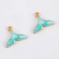 Blauwe marmeren emaille zeemeerminstaart hangers met gouden rand voor DIY sieraden - Zeemeermin Staart Stijl