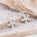 Set of 2 bright silver starfish charms for DIY necklace making and ocean-style jewelry - Polished Starfish Link