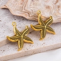 Pendentifs étoile de mer dorés en alliage texturé pour la création de bijoux DIY - Étoile de Mer-Vieil Or / 22x25.5