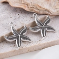Silver alloy starfish pendants for DIY jewelry making with realistic ocean textures - Medium Starfish / Antique Silver