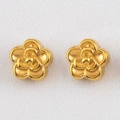 Cuentas espaciadoras de camelia 3D en acero inoxidable bañado en oro 18K para joyas DIY - 5 Pzs/Paquete / Camelia Dorado-9x9