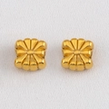 Par de cuentas de flores de camelia en acero inoxidable chapado en oro de 18K - 5 Pzs/Paquete / Girasol Cuadrado Dorado-7.3x7.2