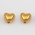 Cuentas de metal doradas en forma de corazón con relieve de cuentas para joyería DIY - 5 Pzs/Paquete / Corazón de Encaje Dorado-6.3x5.7