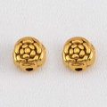 Par de cuentas espaciadoras de camelia en acero inoxidable bañadas en oro 18K para joyas - 5 Pzs/Paquete / Rosa 3D Dorado-6x6