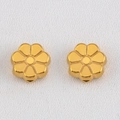 Cuentas espaciadoras de camelia en acero inoxidable chapado en oro de 18K para joyas - 5 Pzs/Paquete / Flor de 7 Pétalos Dorado-8.2x8.2