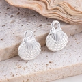 Pendentifs coquillages argentés avec texture rayonnante pour création de bijoux DIY - Coquille-K Blanc / 10x13