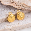 Paire de pendentifs coquillages dorés de style marin pour la création de bijoux DIY - Coquille-Or / 10x13