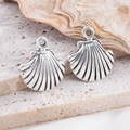 Antique silver shell alloy charms for DIY necklace making with coastal design detail - Scallop / Antique Silver