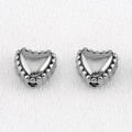 Cuentas espaciadoras de corazón plateado con bordes de puntos para joyas DIY - 5 Pzs/Paquete / Corazón de Encaje Acero-6.3x5.7