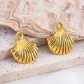 Pendentifs coquillages dorés pour bijoux DIY avec rayures radiales pour colliers - Coquille-Vieil Or / 15x18