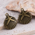 Pendentifs océan en bronze avec formes d'étoile de mer et coquillage pour bijoux DIY - Étoile Coquille-Bronze / 18x22