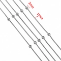 Silver stainless steel snake chain necklace with 3mm round beads for DIY jewelry making - 1 Meter/Pack / Silver (HBX1188)