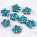 Star-shaped clay beads in deep blue glaze with brown specks for DIY jewelry making - Blue Starfish Ceramic Bead (18.5x20.5mm)