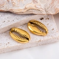 Pendentifs en forme de coquillage doré pour bijoux DIY sur plateau en pierre - Coquillage-Or / 12x18.5