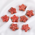 Star-shaped orange ceramic beads with vintage glaze texture for DIY jewelry making - Red Starfish Ceramic Bead (18.5x20.5mm)