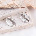 Silver marine sea shell charms for DIY jewelry making with polished metallic finish - Polished Cowrie