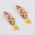 Pendentif carpe koi en acier inoxydable 304 avec finition émail violette et rose - Carpe Koï Bleu Violet 1.7x5