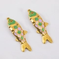 Pendentifs carpe koi en acier inoxydable 304 avec émail coloré vert, violet et rose - Carpe Koï Vert Violet 1.7x5