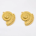 Golden 304 stainless steel nautilus shell pendants with beaded edges and top hanging loops - Gold Ammonite Shell (DZ3500) / 2 Pcs/Set