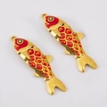 Pendentifs carpe koi en acier inoxydable 304 avec émail rouge et jaune en or - Carpe Koï Rouge 1.7x5