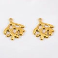 Golden coral branch pendant in 304 stainless steel for DIY jewelry necklace making - Gold Seaweed (DZ3500) / 2 Pcs/Set
